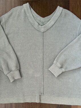 Aerie Oversized V-Neck Sweatshirt (Ribbed Heavyweight Material)